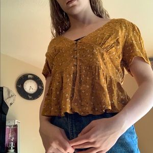 Floral Mustard Yellow Top